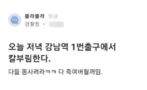 ▲有疑似是警察的網友在韓國論壇發出殺人預告。（圖／翻攝自Blind）
