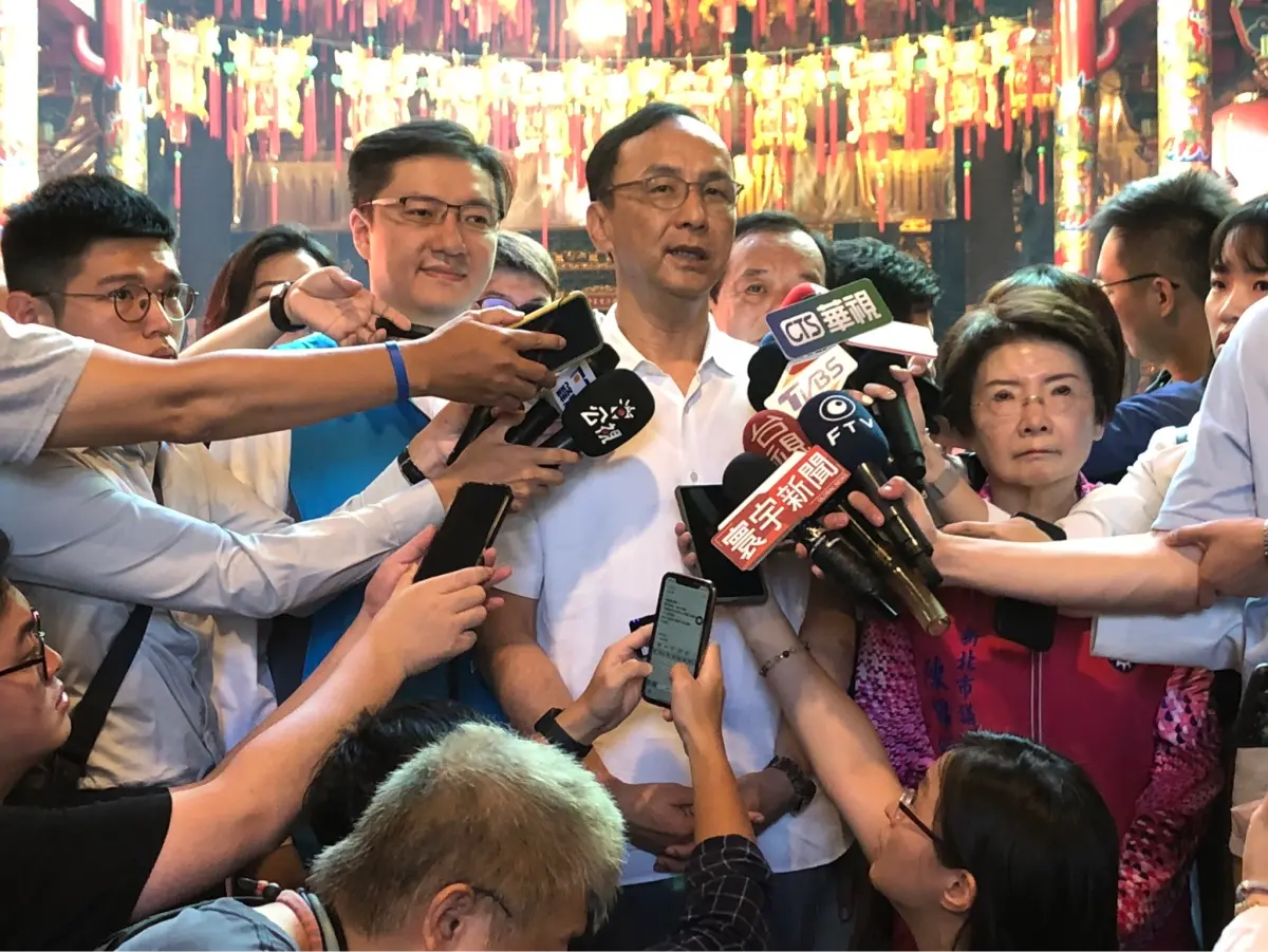 ▲朱立倫對於徐耀昌退黨表達不捨與遺憾。（圖／記者嚴俊強攝，2023.08.22）