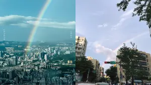 午後大雷雨帶來驚喜！台北市浮現「大彩虹」　101大樓絕美視角曝
