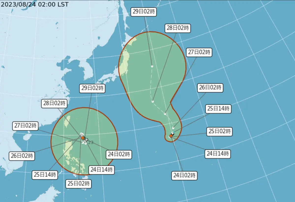 ▲中央氣象局表示，位於台灣東南方海面的熱帶性低氣壓，在未來24小時內有機會發展為颱風，且有可能直撲台灣。（圖／翻攝中央氣象局官網）