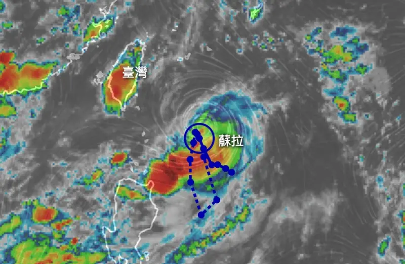 ▲蘇拉颱風已經生成，預計週末會增強為中颱，並在下週影響台灣天氣，後續路徑變數極大，請民眾務必特別留意。（圖／翻攝NCDR）
