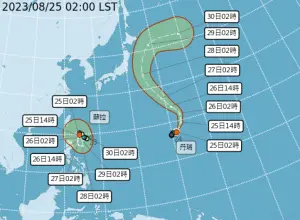 ▲蘇拉颱風預計明天增為中颱。（圖／翻攝自中央氣象局）