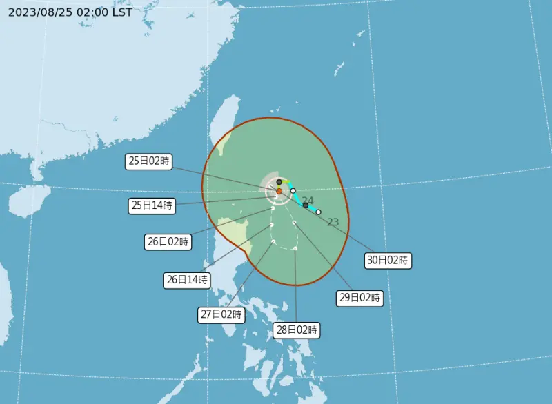 ▲蘇拉颱風有機會發展成強烈台灣，預估下週三、日對台灣影響最大，不排除發布海上颱風警報，陸上警報還要視未來暴風圈範圍而定。（圖／中央氣象局）