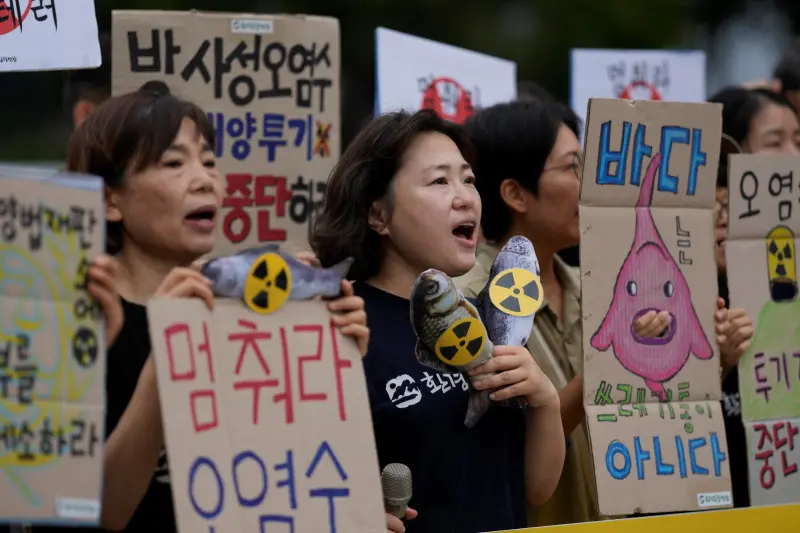▲針對福島核廢水排放一事，韓國民間反對聲浪不小。（圖／美聯社／達志影像）