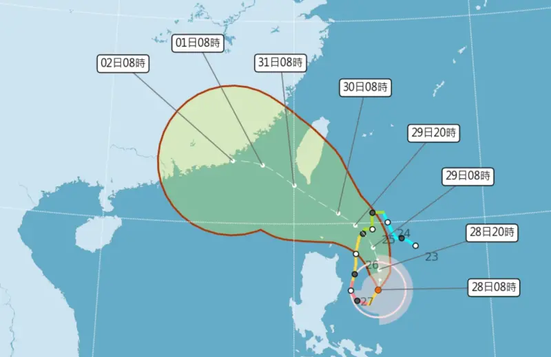 ▲蘇拉颱風最新路徑受太平洋高壓影響，預估高機率閃過台灣不登陸，但未來路徑仍有些變數，對台灣天氣影響仍會很劇烈，民眾不得掉以輕心。（圖／翻攝中央氣象局官網）