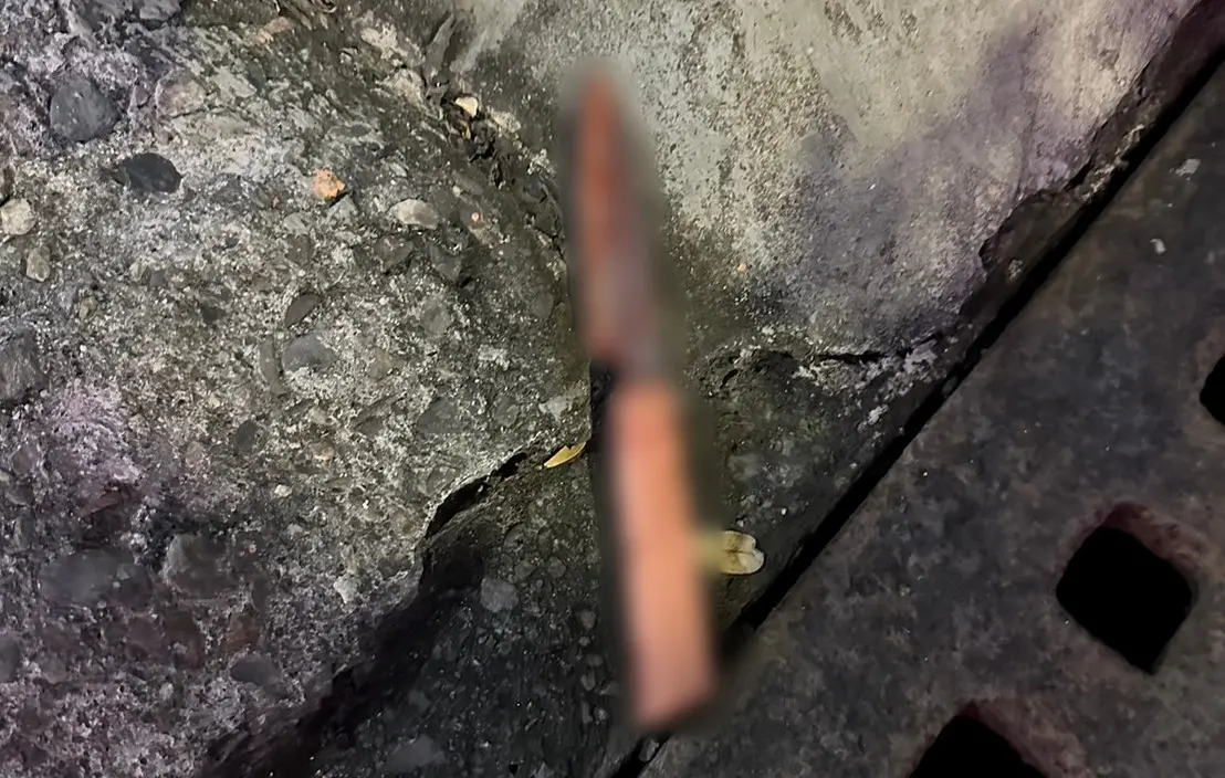 ▲警方在現場查獲兇刀。（圖／翻攝畫面）