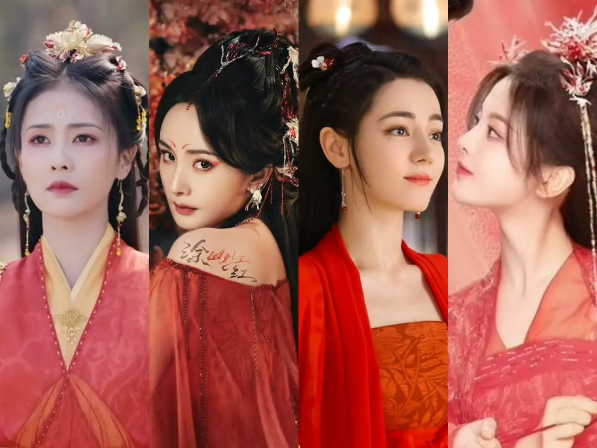 ▲2023年陸劇4大紅衣美人左起依序是《長月燼明》白鹿、《狐妖小紅娘月紅篇》楊冪、《安樂傳》迪麗熱巴、《七時吉祥》楊超越。（圖／翻攝LINE TV、《狐妖小紅娘月紅篇》、迪麗熱巴工作室、楊超越微博）