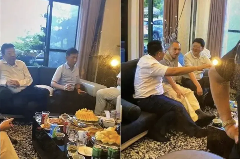 ▲立委陳婉惠曝光前交通部次長黃玉霖、台鐵局副局長朱來順、立委陳歐珀等人在曾耀鋒豪宅開趴的照片(圖/翻攝立法委員陳婉惠臉書粉專)
