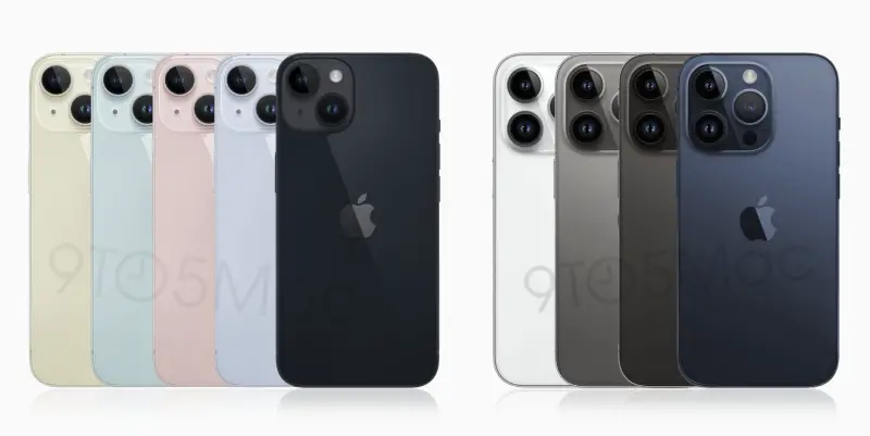 ▲外媒曝光 iPhone 15系列共9款顏色，但認為今年Pro系列的顏色無聊。（圖／翻攝9to5mac推特）