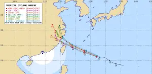 ▲觀察各國最新預測路徑，海葵颱風持續偏西移動，無論登陸台灣或暴風圈掃過北部都有可能。（圖／翻攝Typhoon2000）󠀠