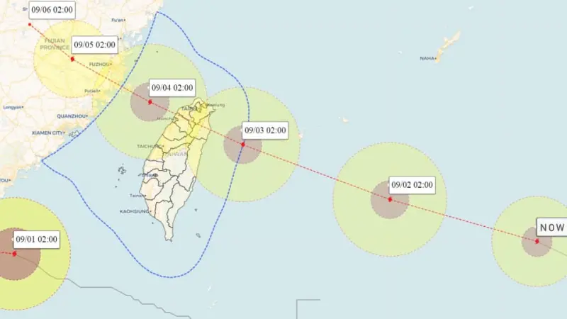 ▲受到太平洋高壓影響，海葵颱風路徑「一夜巨變」南修，根據目前海葵颱風最新預測路徑，將會直撲台灣。（圖/彭啟明臉書）