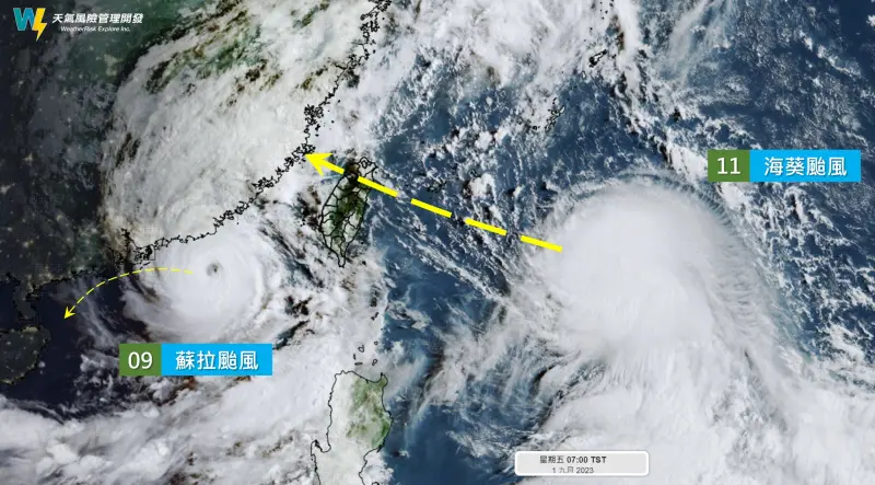 ▲海葵颱風高機率登陸台灣，今天下午後就會開始陸續發布海上、陸上颱風警報。（圖／翻攝自天氣風險FB）