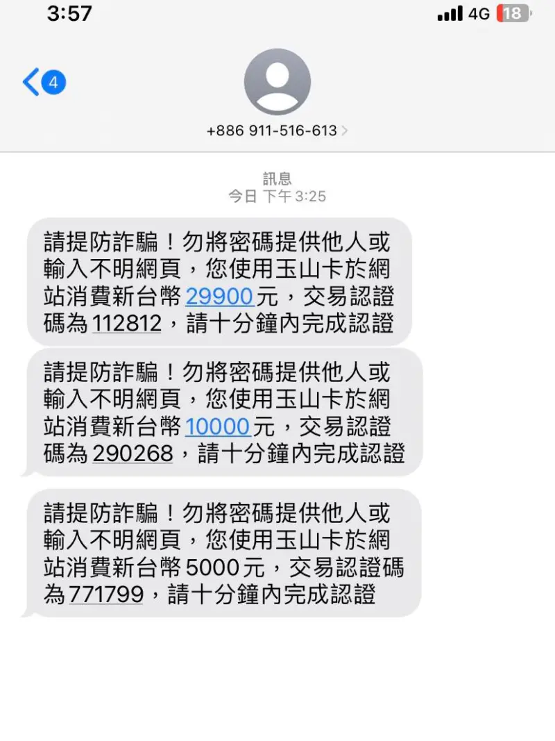 ▲然而雖然丁丁夫婦被詐騙,但是因為丁丁機智使用了只有1000多元的金融卡消費,因此餘額不足,詐騙集團盜刷三次都失敗。(圖/人妻丁丁)