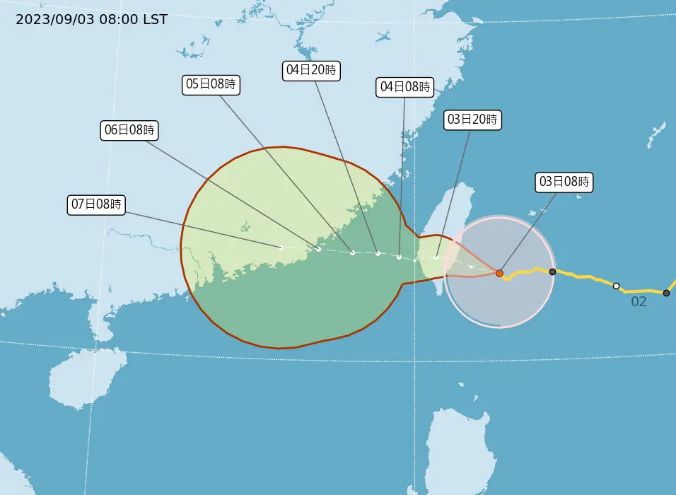 ▲海葵颱風中心預計在今（3）日下午從台東登陸，目前陸上警報範圍遍及新竹以南、東半部地區，請民眾務必做好防颱準備。（圖／中央氣象局提供）
