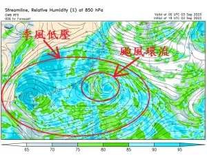 ▲鄭明典表示，海葵颱風的外圍環流已經環繞台灣，後續變化會受到台灣地形的影響，最近也有出現「稍微往南逆時針小繞一圈」的情況。（圖／鄭明典臉書）
