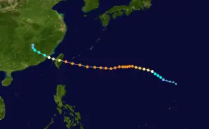 ▲2005年龍王颱風預測路徑，也與此次海葵路徑相似。（圖／維基百科）