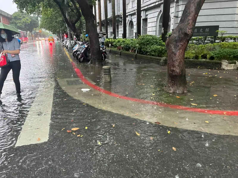▲遇到強降雨，總統府周遭道路就會積水。（圖／翻攝議員洪婉臻臉書）
