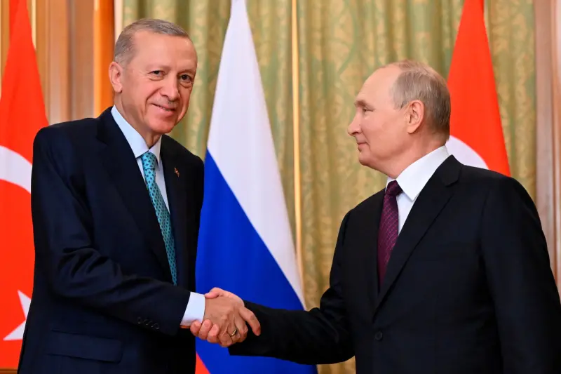 ▲蒲亭（Vladimir Putin）與艾爾段（Recep Tayyip Erdogan）在黑海遊覽勝地索契（Sochi）會晤並舉行記者會。（圖／美聯社／達志影像）