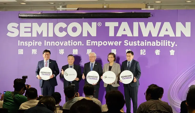 ▲SEMICON Taiwan 2023國際半導體展將於明（6）日登場，今（5）日舉行展前會，本次展會吸引10國產業、950家企業，展出達3000個攤位，規模再創新高。（圖／記者許家禎攝）