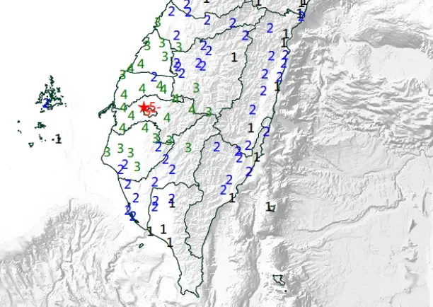 ▲嘉義縣新港鄉今（5）日發生芮氏規模5.5地震，不少民眾和學者擔憂可能與「梅山斷層」有關。（圖／中央氣象局提供）