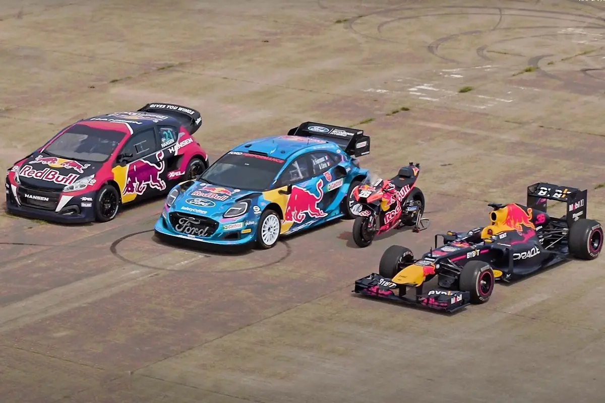 ▲ 各領域最強賽車爭奪賽，F1 vs. MotoGP vs. Puma Rally1 vs. 208 WRX 