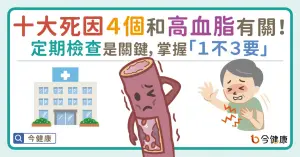 十大死因４個和高血脂有關！定期檢查是關鍵，控血脂掌握「１不３要」
