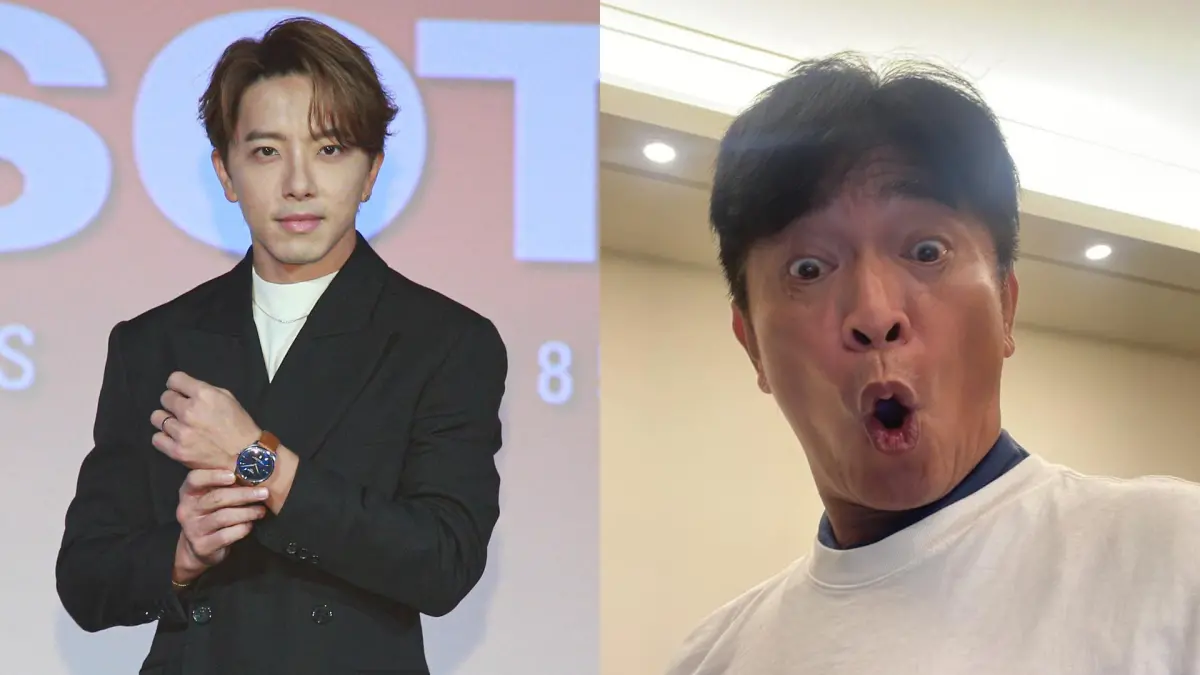 ▲吳宗憲（右）突然爆料柯佳嬿懷孕2天了，坤達（左）的經紀人則笑說：「懷孕2天是要怎麼知道啦！是通靈嗎？」（圖／坤達、吳宗憲臉書）