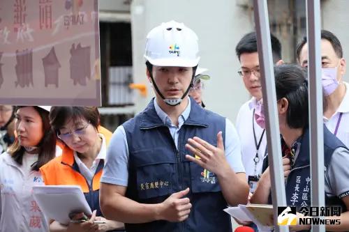 直播／基泰建設施工不慎釀民宅倒塌　蔣萬安四度赴大直街視察
