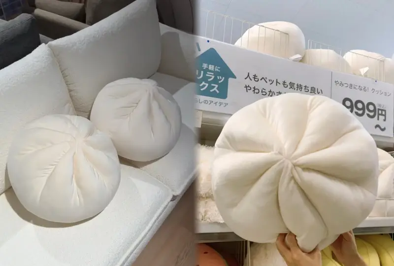 ▲宜得利家居推出巨型包子抱枕，在日本、中國都引發討論。（圖／翻攝自「日本搜集好物」、「小熊崽汁」小紅書）