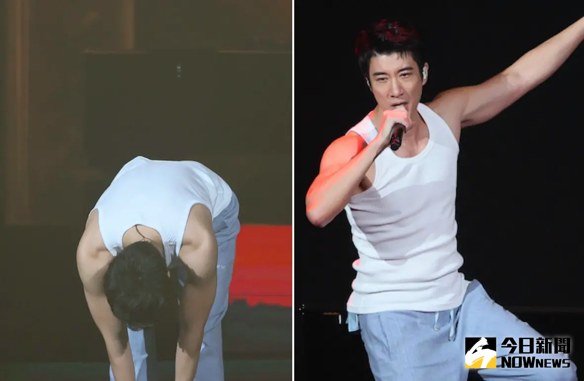 ▲王力宏昨天下跪感謝歌迷，今天改以90度鞠躬感謝粉絲一直以來的支持。（圖／記者鄭孟晃攝）