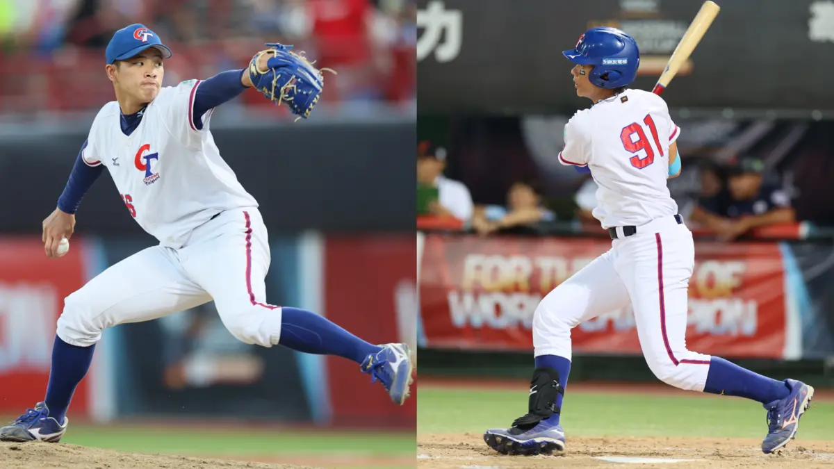 ▲2023U18世界盃棒球賽，投手孫易磊(左)與外野手柯敬賢(右)都是此次中華隊陣中有望旅外的選手，兩人也期待在國外投打對決。
