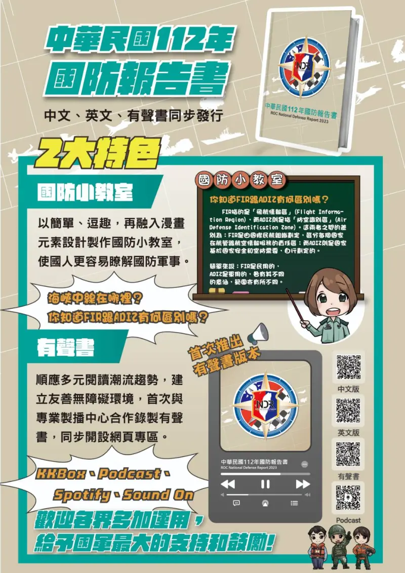 ▲國防部《中華民國112年國防報告書》首創有聲書模式。(圖/國防部提供)