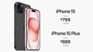 ▲iPhone 15新機在這次發表，美金售價並沒有漲價，但台灣官網釋出價格比前一代iPhone 14售價高出2000元的漲幅。（圖/YT@Apple）