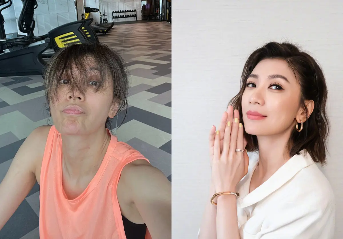 ▲賈靜雯在微博貼出運動時披頭散髮的模樣，令外界相當吃驚。（圖／翻攝自賈靜雯微博）