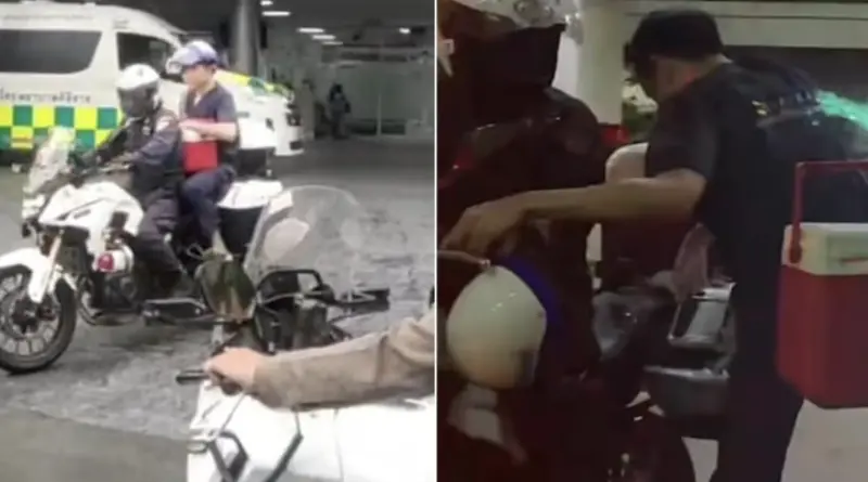 ▲泰國醫生搭上警用摩托車，由交通警察一路騎著車，在4小時內運送心臟。（圖／翻攝自Thaiger）
