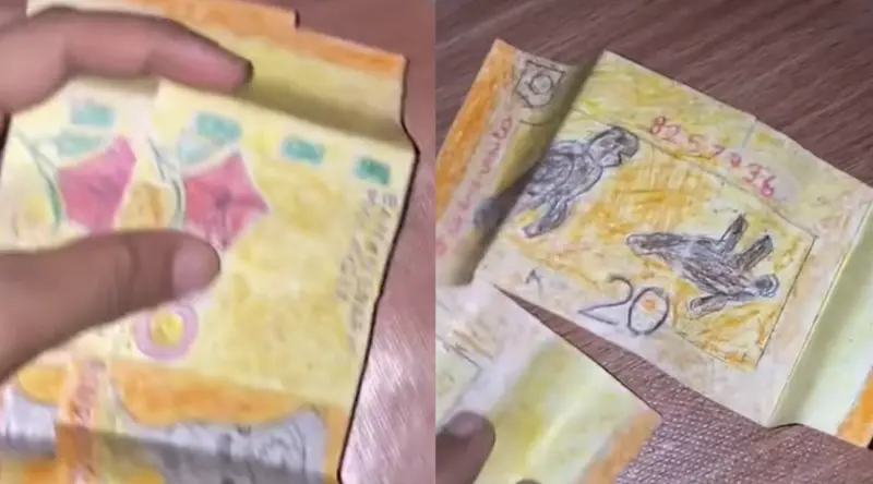 ▲大馬女上傳影片到Tiktok，表示自己婚禮收到「手繪鈔票」，讓她哭笑不得。（圖／翻攝自Tiktok）