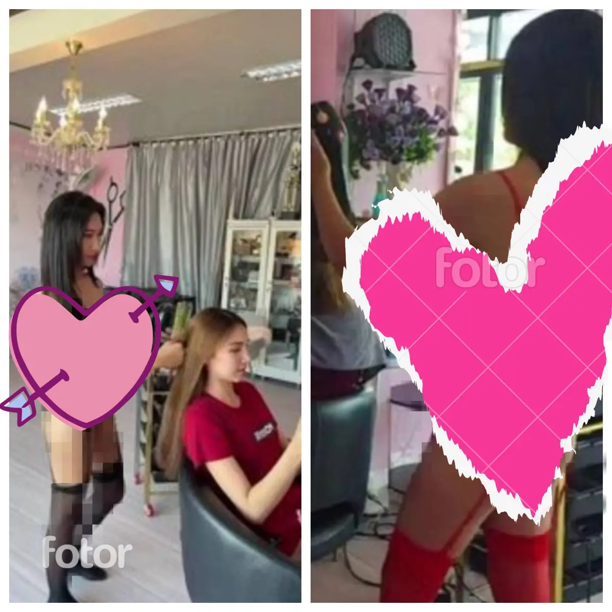 ▲泰國一名美髮師穿著清涼，吸引不少顧客上門。（圖／翻攝自Thaiger）