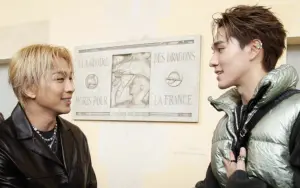 ▲Nani在巴黎的精品時尚秀場上更和韓國明星BIGBANG太陽相遇和握手。（圖／翻攝自X，原稱推特）