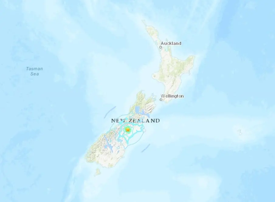 ▲紐西蘭南島今天早上遭到規模6.2強烈地震襲擊。（圖／翻攝自USGS）