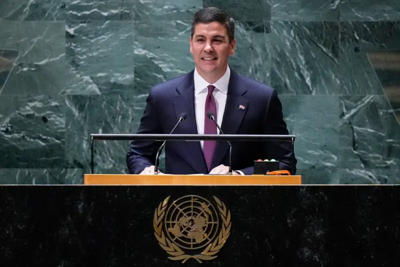 ▲我國友邦巴拉圭總統潘尼亞（Santiago Pena）今天在聯合國大會上表示，巴拉圭支持台灣加入聯合國體系。（圖／美聯社／達志影像）