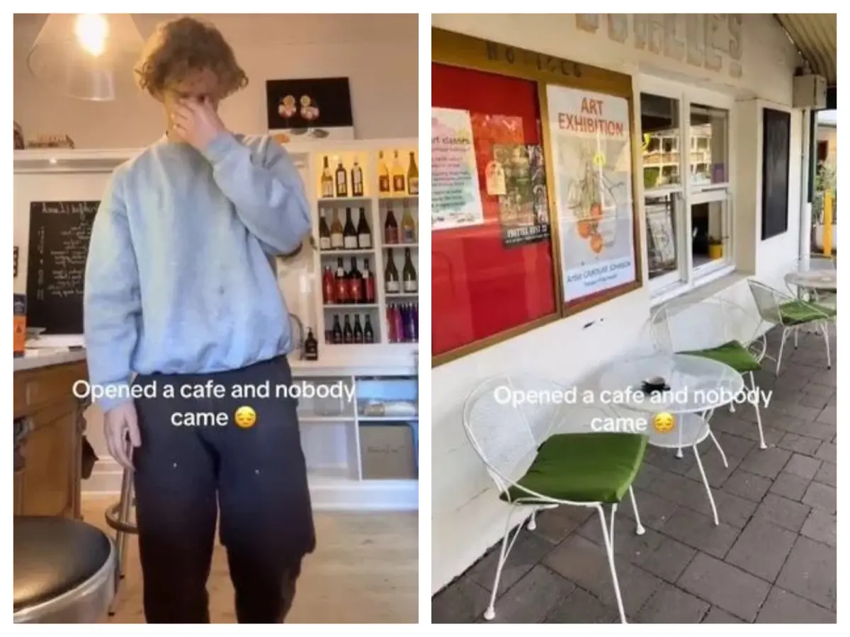 ▲澳洲一名18歲少年自己開了咖啡店，但開幕當天無人問津，使他十分難過。（圖／翻攝自TikTok）