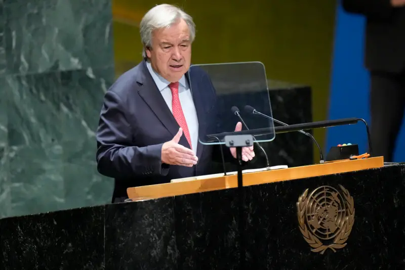 ▲聯合國秘書長古特瑞斯（Antonio Guterres）呼籲各國加緊實施減少排放的措施。（圖／美聯社／達志影像）