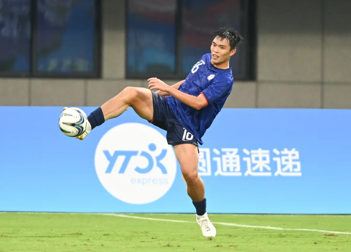 ▲杭州亞運中華男足代表隊睽違65年再奪勝，以1:0擊敗印尼隊，秦文彥功不可沒。（中華奧會提供）