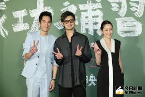 ▲藍正龍（左起）、陳柏霖、謝欣穎出席電影《成功補習班》首映會。（圖／記者鄭孟晃攝影） ㄒ