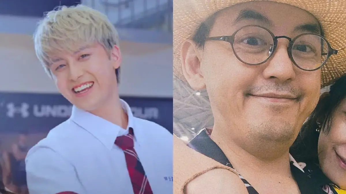 ▲田亞霍（左）頂替黃子佼（右）作詞〈謝謝老師〉，關懷台灣文教基金會則回應，這是張小燕親自邀請的。（圖／關懷台灣文教基金會YouTube、孟耿如FB）