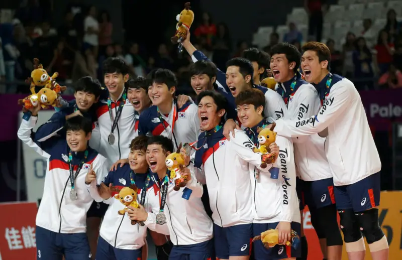 ▲韓國男排在杭州亞運會無法奪牌，讓不少球迷十分震撼。（圖／美聯社／達志影像）