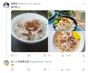 ▲台灣網友和日本網友分享正港台灣雞肉飯。（圖／X@TakaEriEvoX）