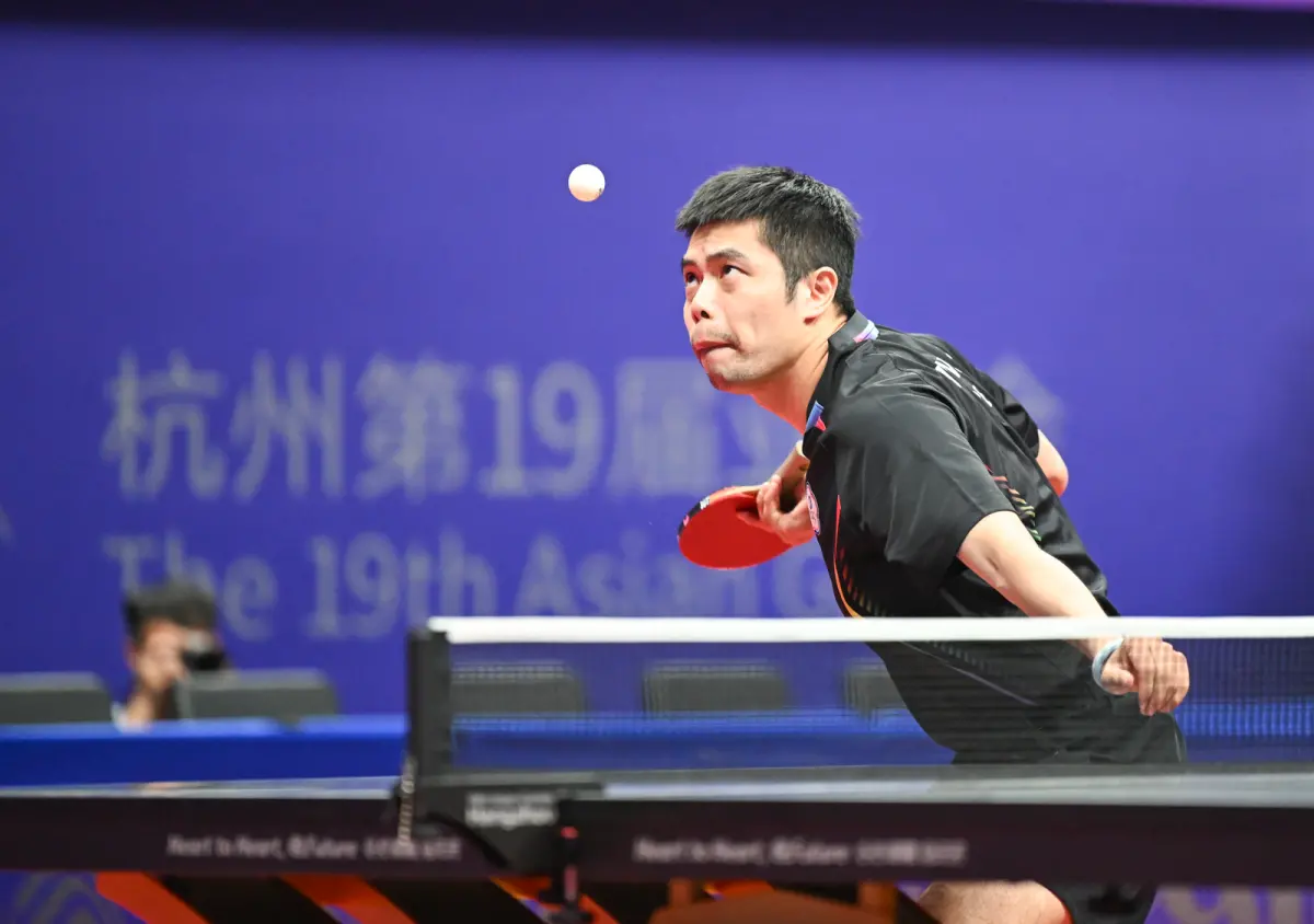 ▲莊智淵拿下對香港的第一點，幫助我國闖進桌球男團8強，贏得一面獎牌。（圖／中華奧會攝）