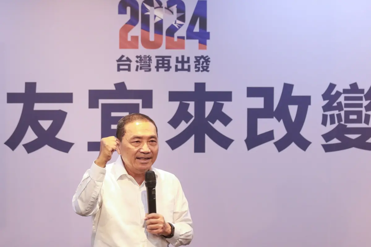 ▲面對柯文哲預定明天訪問美國一事，國民黨總統參選人侯友宜今天在台南表示祝福。（圖／侯辦提供）