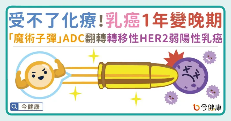 ▲受不了化療！短短1年乳癌早期變晚期！「魔術子彈」ADC翻轉轉移性HER2弱陽性乳癌